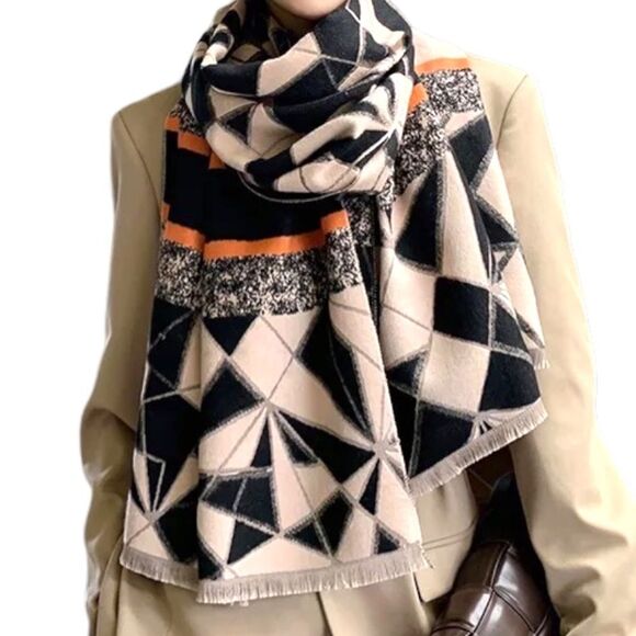 Double-Sided Large Vegan Cashmere Shawl / Scarf / Wrap - Picture 3 of 16